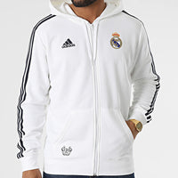 Felpa con cappuccio e zip a righe bianche Real Madrid DNA HD1314